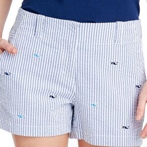 Vineyard Vines Seersucker Blue Whale Embroidered Preppy Business Casual Shorts 8
